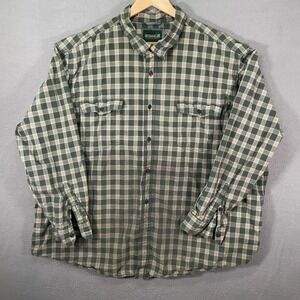 Outdoor Life Mens 3XL Plaid Flannel Long Sleeve Button Up Shirt Green Beige
